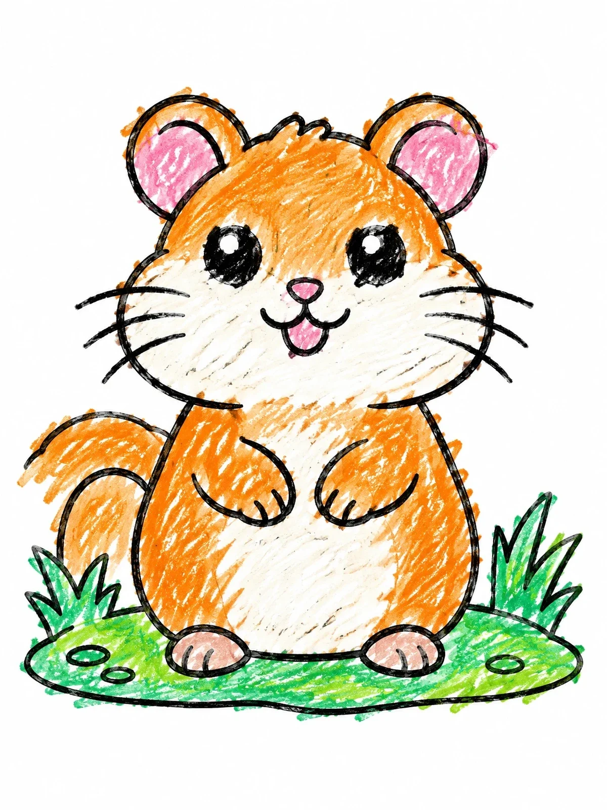Colored example of the Cute Hamster Standing In Grass coloring page