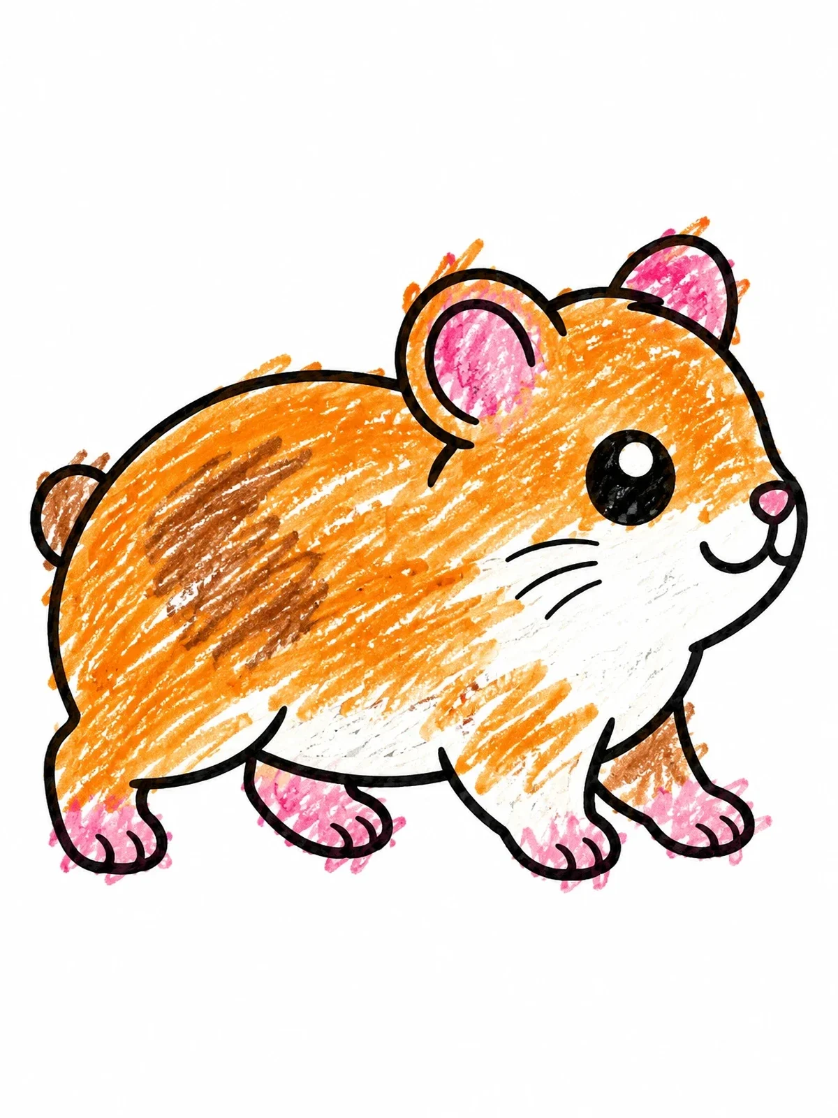 Colored example of the Cute Hamster Walking Forward coloring page