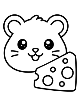 Free printable Cute Hamster With Swiss Cheese coloring page