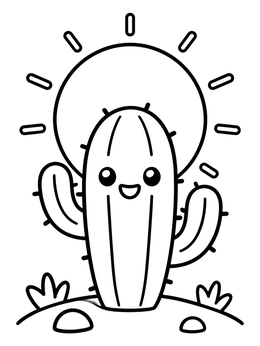 Free printable Happy Saguaro Under The Sun coloring page