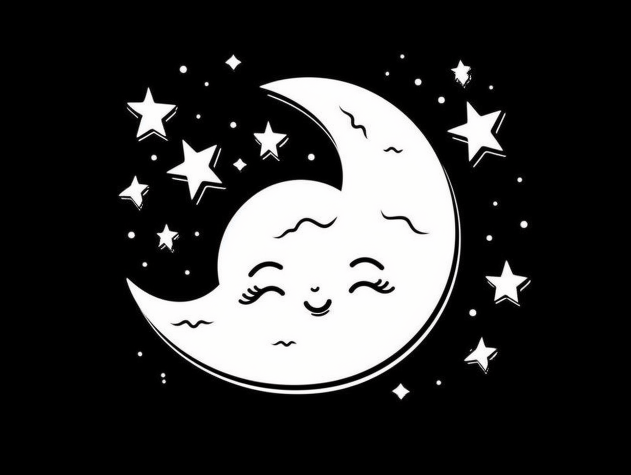 Cute Happy Moon Drawing Coloring Page