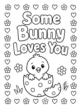 Free printable Cute Hatching Chick Easter Card coloring page