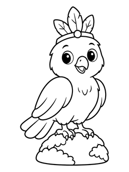 Free printable Cute Hawk Chick With Feather Crown coloring page