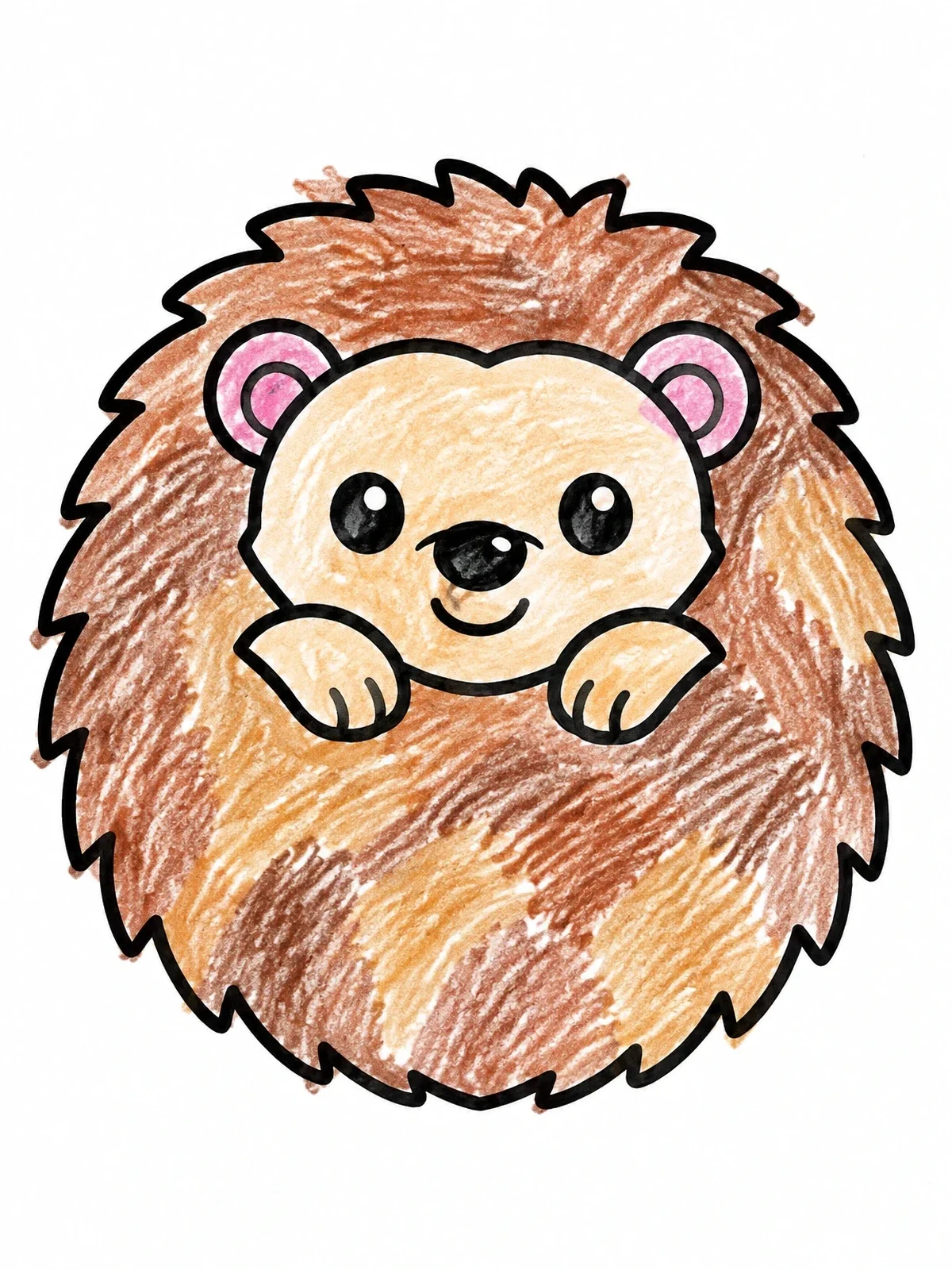 Colored example of the Cute Hedgehog Curled In A Ball coloring page