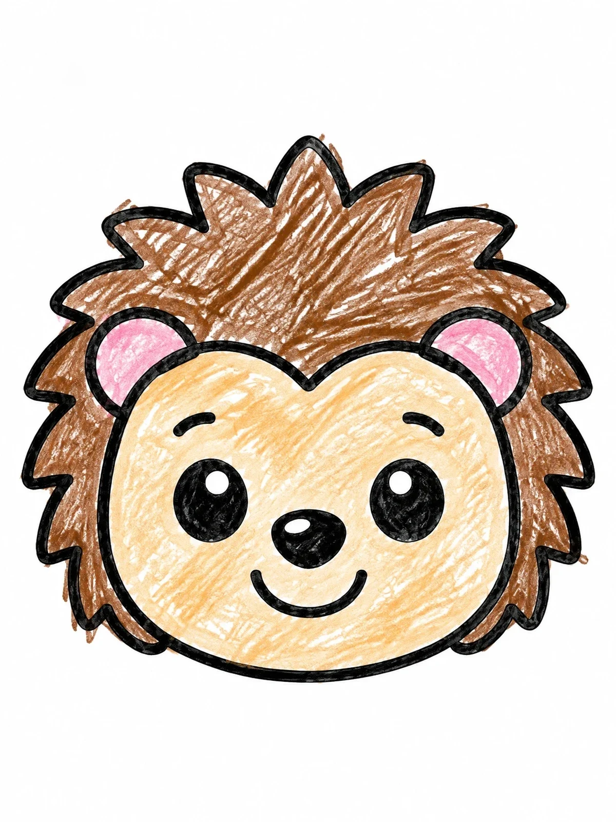Colored example of the Cute Hedgehog Face coloring page