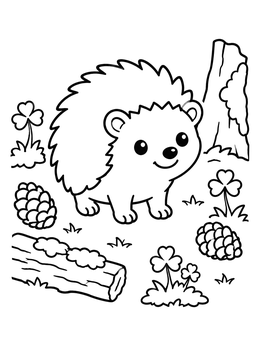 Free printable Cute Hedgehog On Forest Floor coloring page