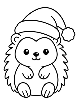 Free printable Cute Hedgehog In Santa Hat coloring page