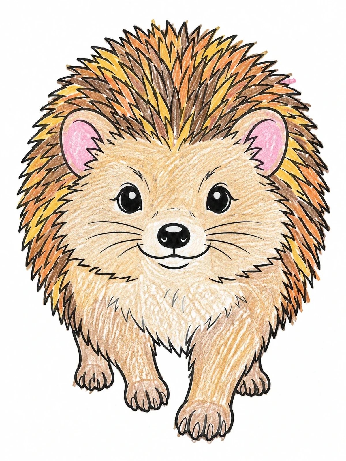 Colored example of the Cute Hedgehog Walking Forward coloring page