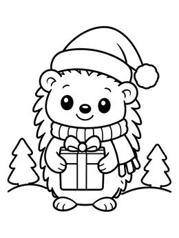 Hedgehog Christmas Coloring Book cover page