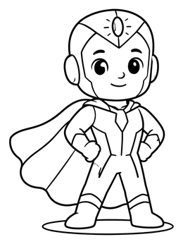 Free printable Cute Hero Vision With Cape coloring page