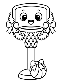 Free printable Cute Holiday Basketball Hoop coloring page
