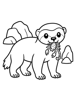 Free printable Cute Honey Badger With Scorpion coloring page
