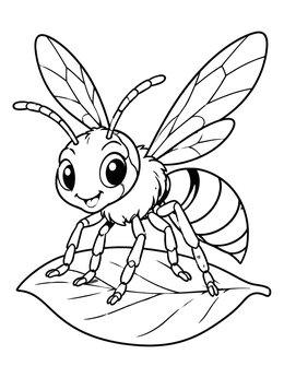 Free printable Cute Hornet Resting On Leaf coloring page