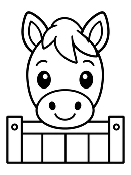 Free printable Cute Horse Peeking Over Fence coloring page