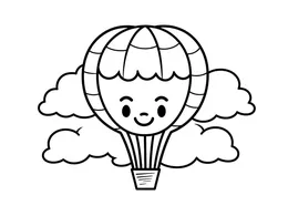 Friendly Balloon Drifting Through Clouds