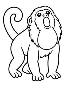 Free printable Cute Howler Monkey Calling Out coloring page