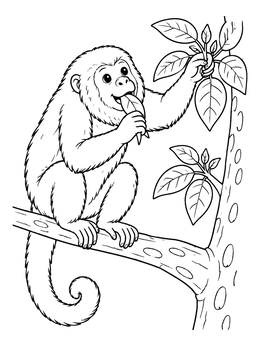 Free printable Cute Howler Monkey Eating Leaves coloring page