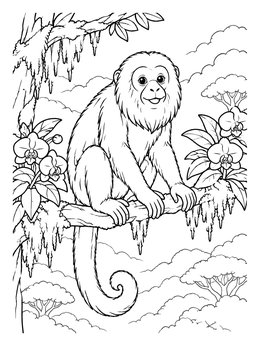 Free printable Cute Howler Monkey On Branch coloring page