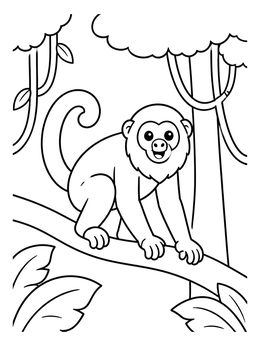 Free printable Cute Howler Monkey On Tree Branch coloring page