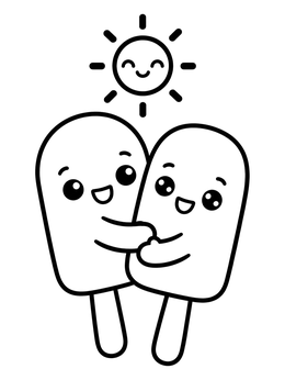 Free printable Cute Hugging Popsicles Under The Sun coloring page