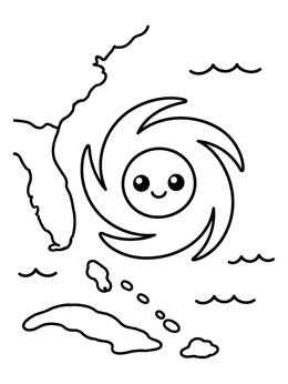 Free printable Cute Hurricane Weather Map coloring page