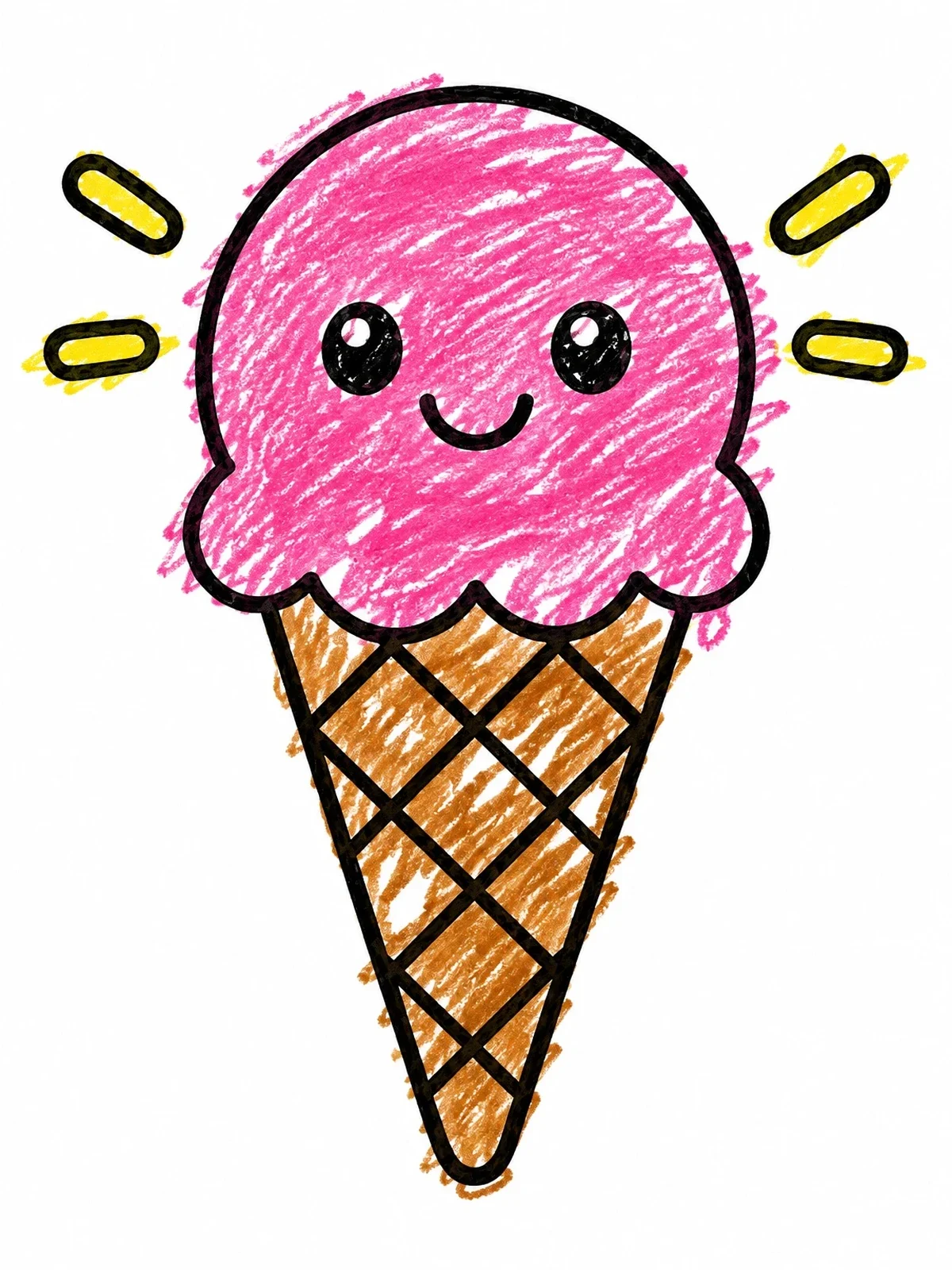 Colored example of the Cute Ice Cream Cone With Face coloring page