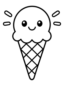Free printable Cute Ice Cream Cone With Face coloring page