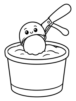 Free printable Cute Ice Cream Scoop And Tub coloring page