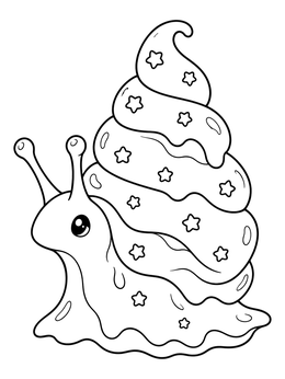 Free printable Cute Ice Cream Swirl Snail Slime coloring page