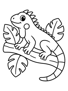 Free printable Cute Iguana On A Tree Branch coloring page
