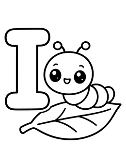 Free printable Cute Inchworm And Letter I coloring page