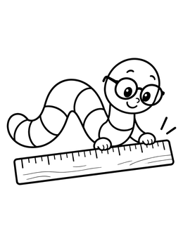 Free printable Cute Inchworm With Glasses On Ruler coloring page