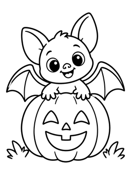 Free printable Cute Baby Bat On Jack O' Lantern coloring page