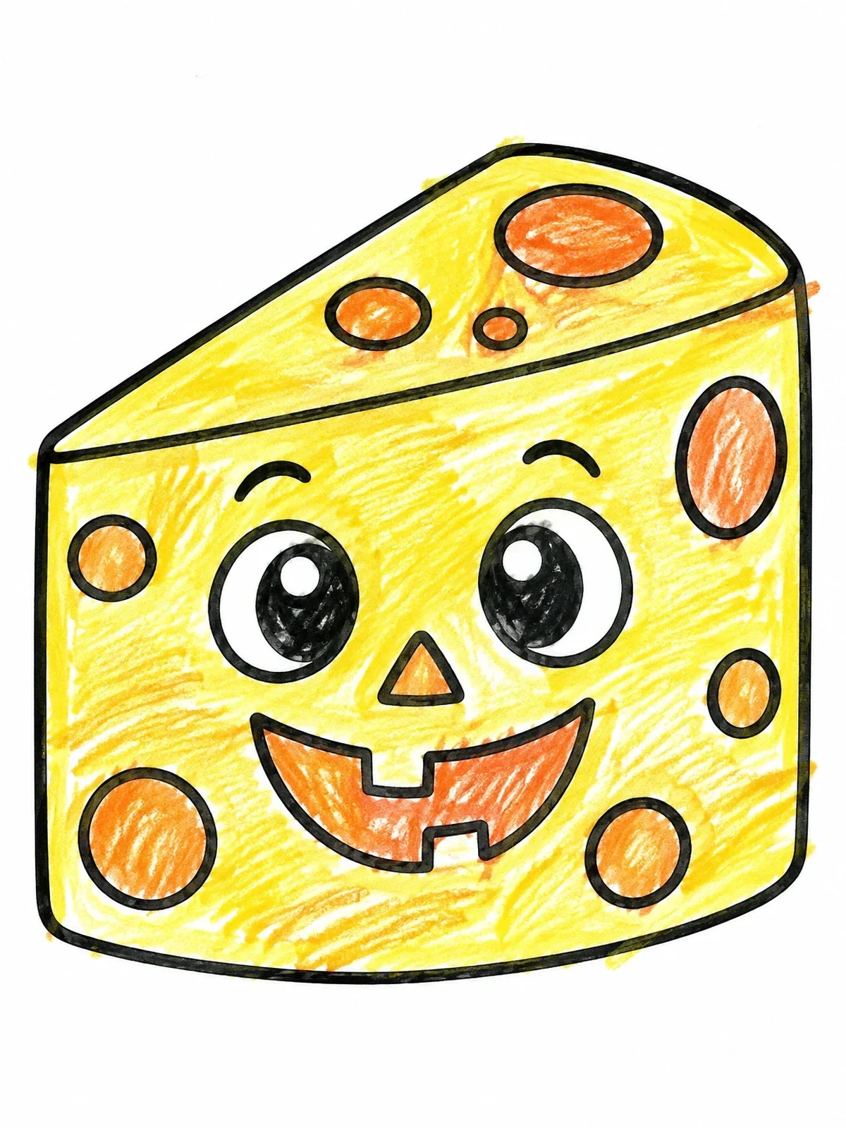 Colored example of the Cute Jack O' Lantern Cheese Wedge coloring page