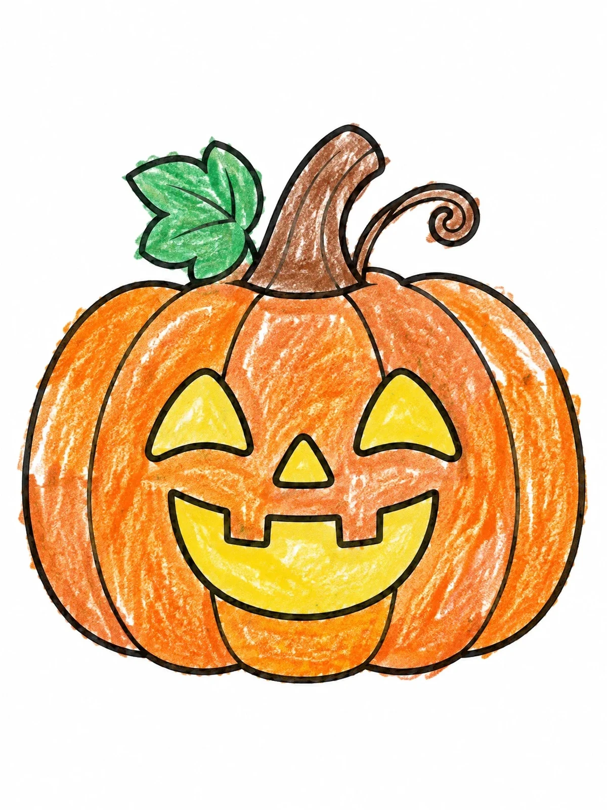 Colored example of the Happy Carved Halloween Pumpkin coloring page