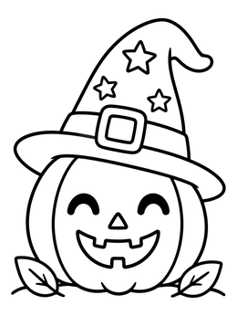 Free printable Jack O' Lantern With Witch Hat coloring page