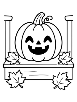 Free printable Smiling Jack O Lantern On Porch Step coloring page