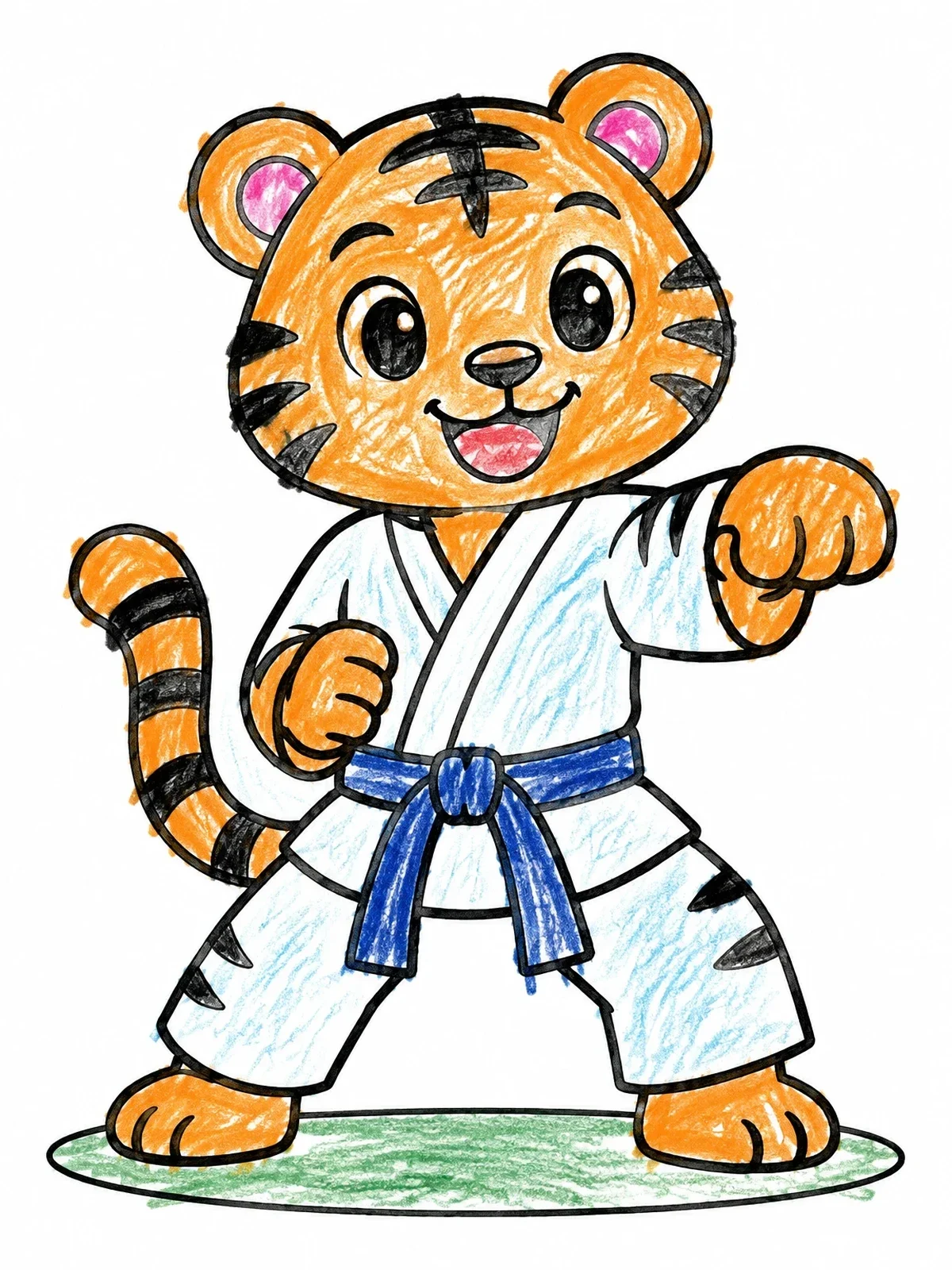 Colored example of the Cute Judo Tiger In Stance coloring page