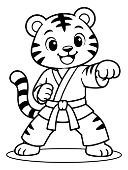 Free printable Cute Judo Tiger In Stance coloring page