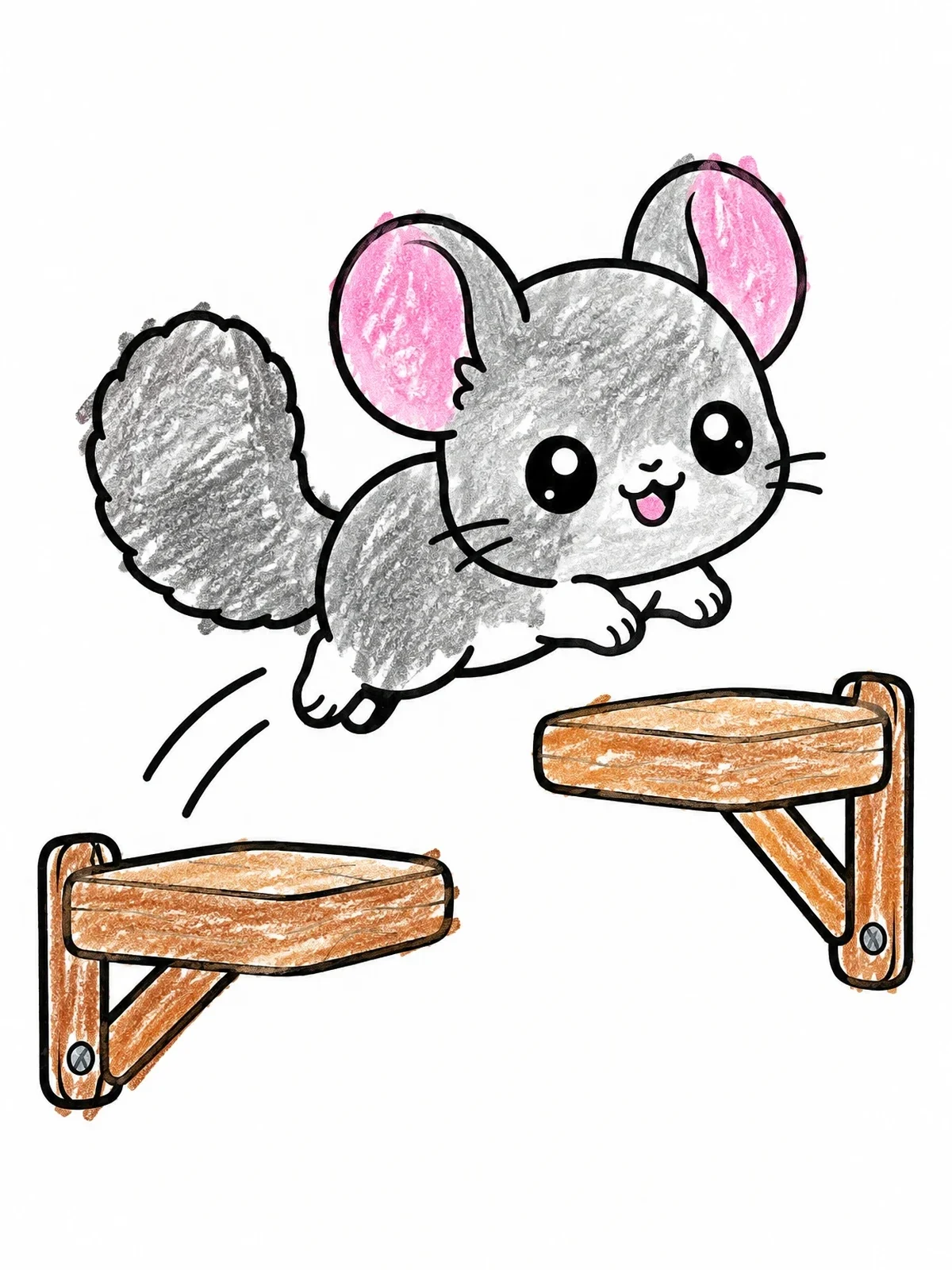 Colored example of the Playful Chinchilla Leaping Between Ledges coloring page