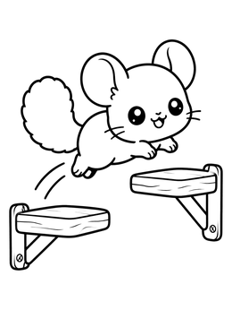 Free printable Playful Chinchilla Leaping Between Ledges coloring page