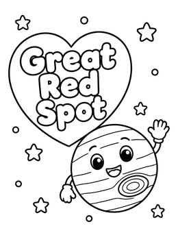 Free printable Cute Jupiter And Great Red Spot coloring page