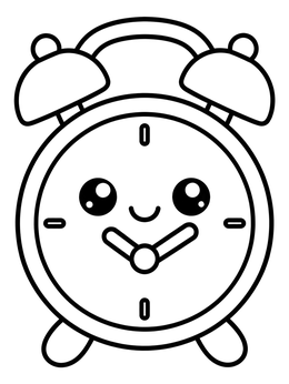 Free printable Cute Kawaii Alarm Clock coloring page