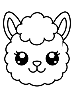 Free printable Cute Kawaii Alpaca Face coloring page