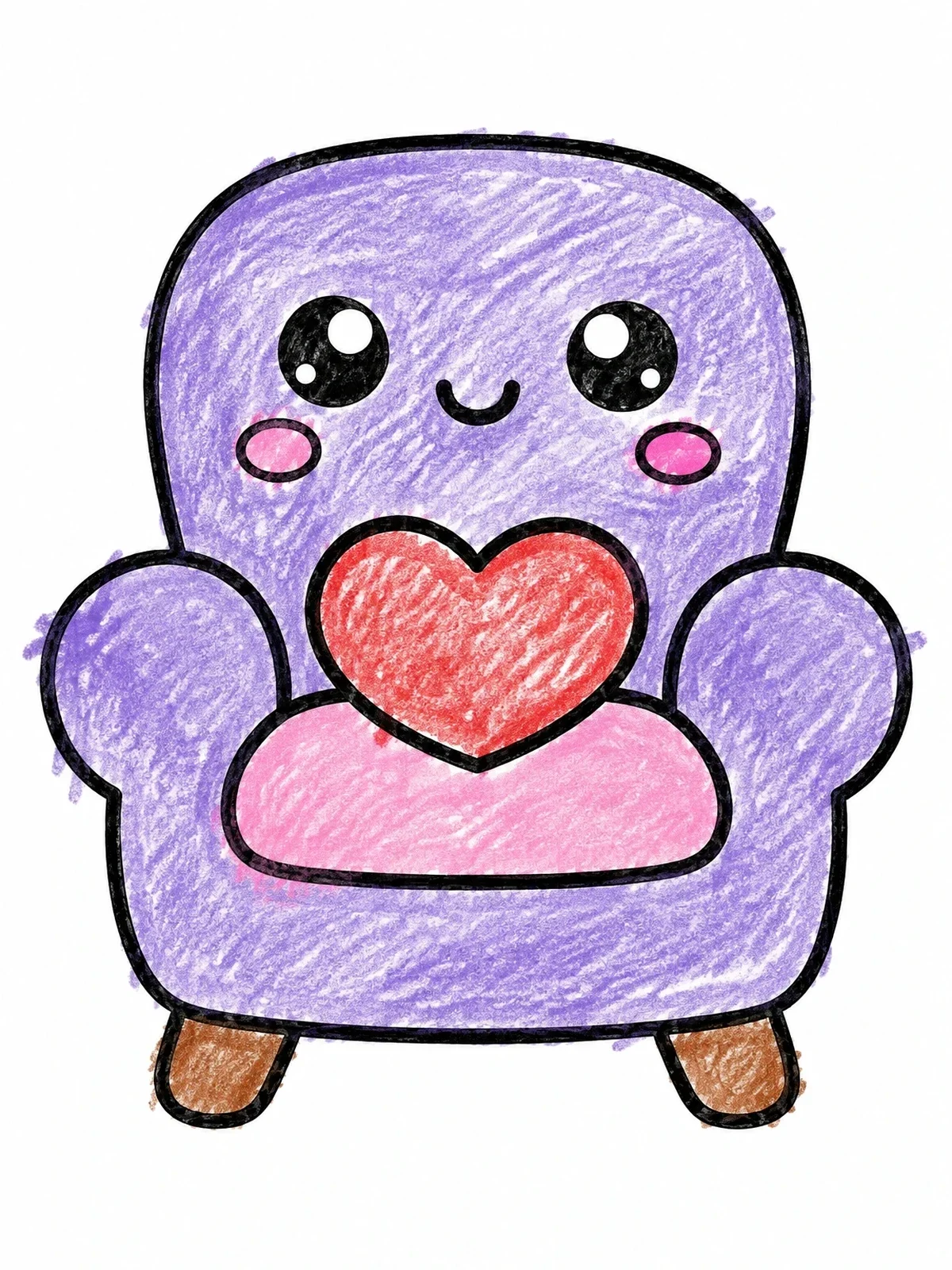 Colored example of the Cute Kawaii Armchair With Heart coloring page