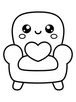 Free printable Cute Kawaii Armchair With Heart coloring page