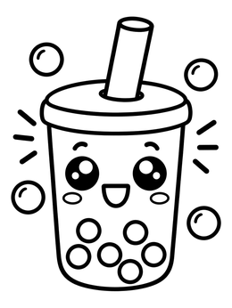 Free printable Cute Kawaii Boba Tea Cup coloring page