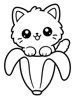 Free printable Cute Kitten In A Banana coloring page