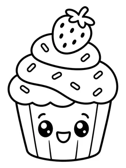 Cute Kawaii Cupcake With Strawberry