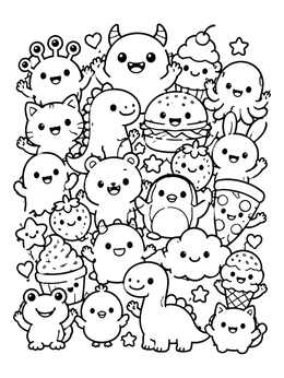 Free printable Cute Kawaii Doodles And Characters coloring page